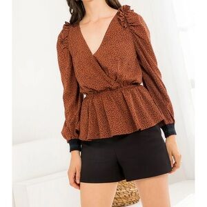 THML | Faux Wrap front Leopard Top| Sz Med